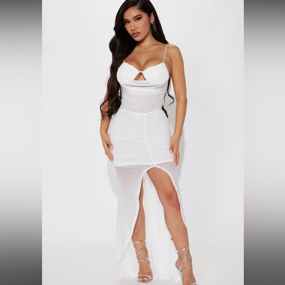 Fashion Nova White Mesh Maxi Dress - Picture 1 of 5